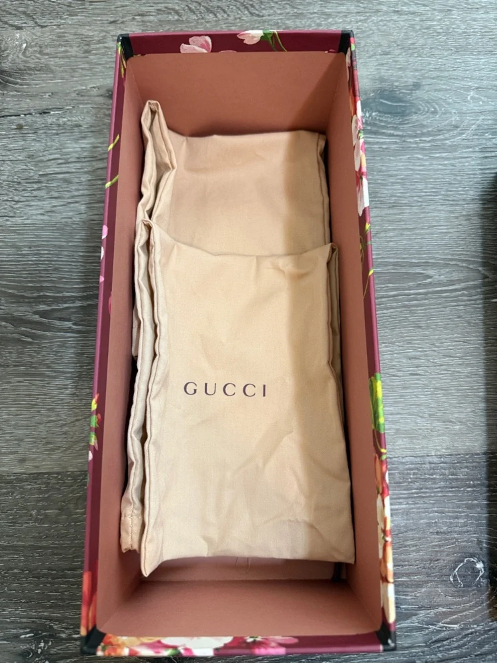 Gucci Floral Empty Shoe Box w/ Dust Bags Pink Blooms Luxury Packaging Decor
